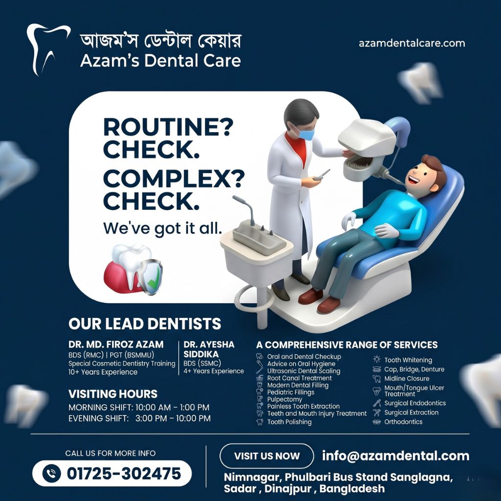 Modern dental services at Azam's Dental Care in Dinajpur